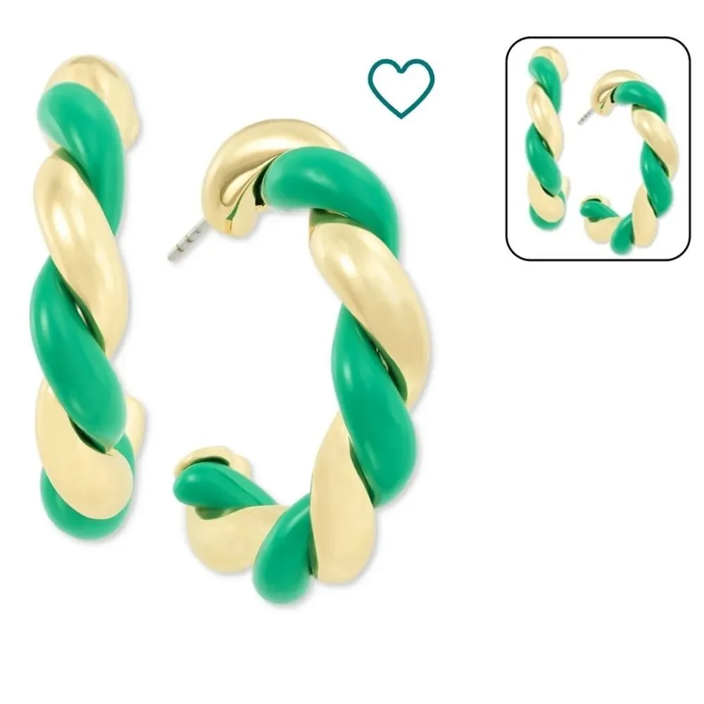 On 34th Gold-Tone Swirl Medium Hoop Earrings - NWT